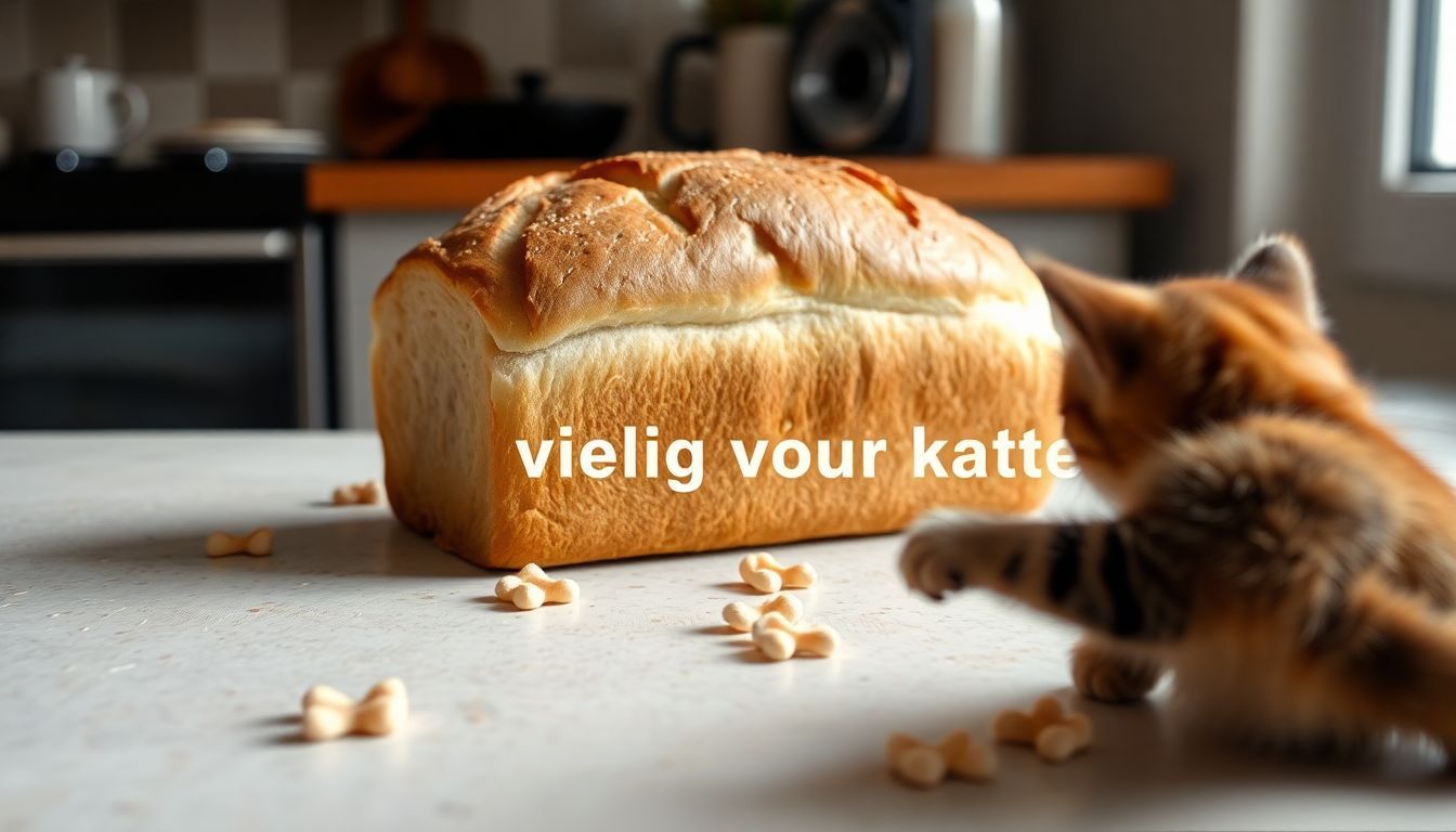 Een nieuwsgierige kat heeft pootafdrukken achtergelaten op een brood.