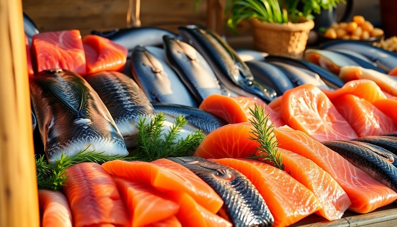 Een verscheidenheid aan zalmopties wordt tentoongesteld als voeding voor katten.