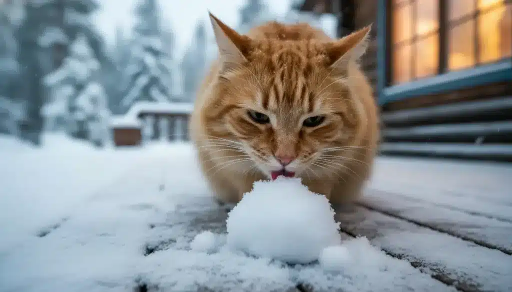 Mogen katten sneeuw eten?