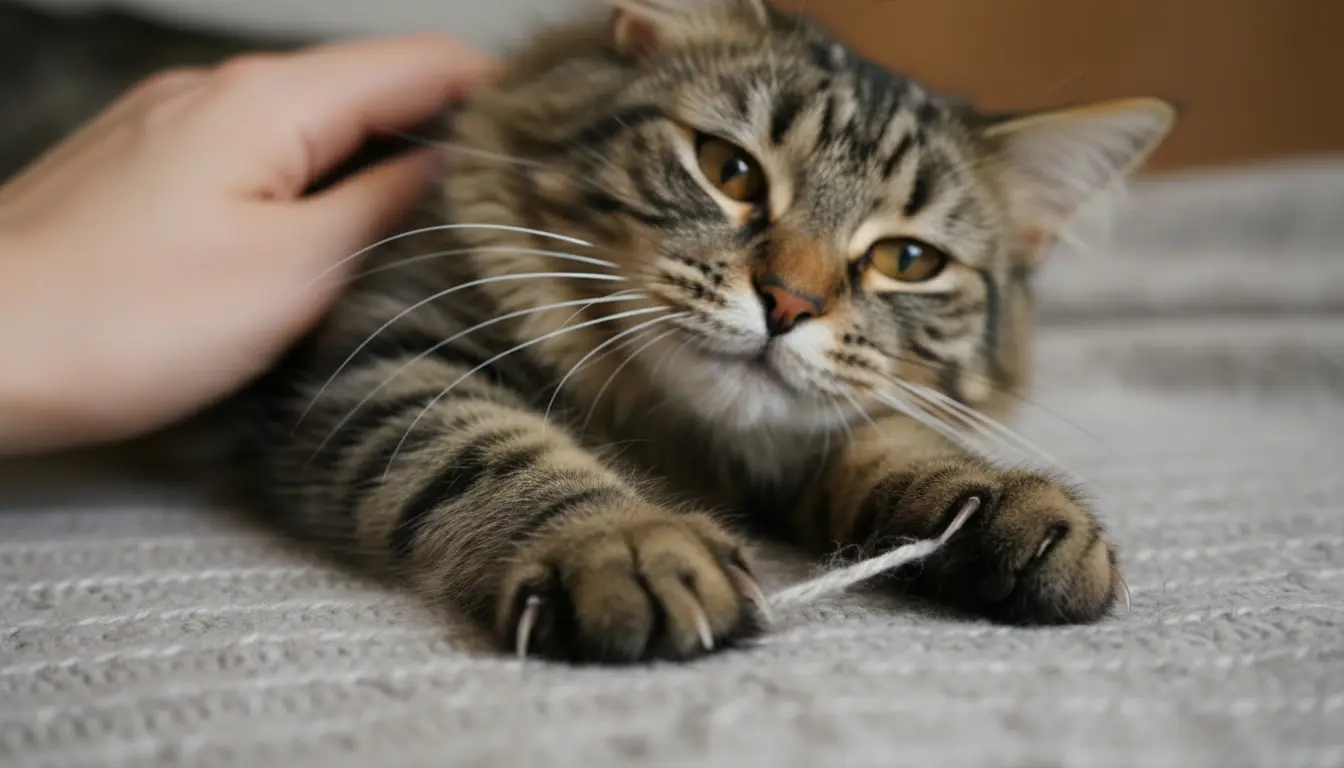Kat zet nagels uit tijdens aaien