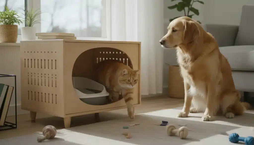 kattenbak waar hond niet in kan