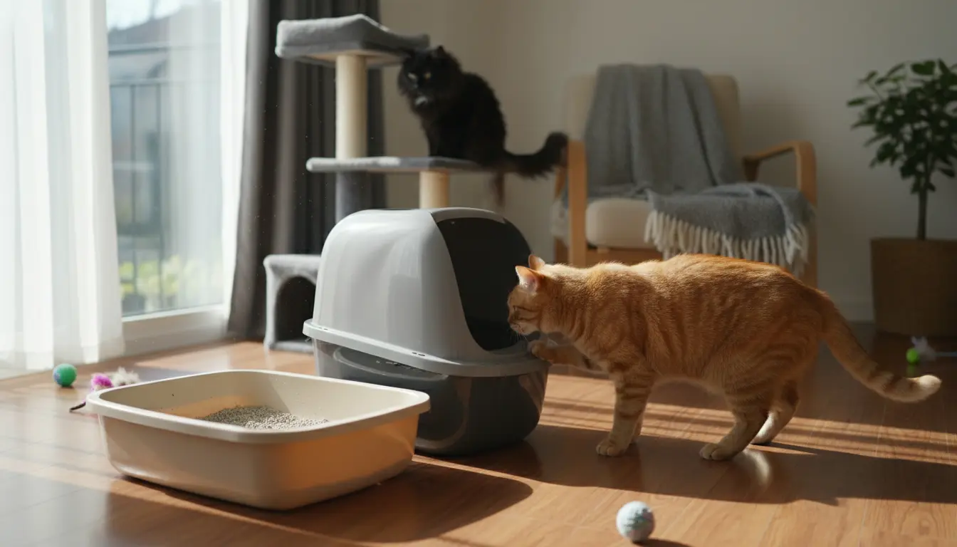 nieuwe kattenbak introduceren