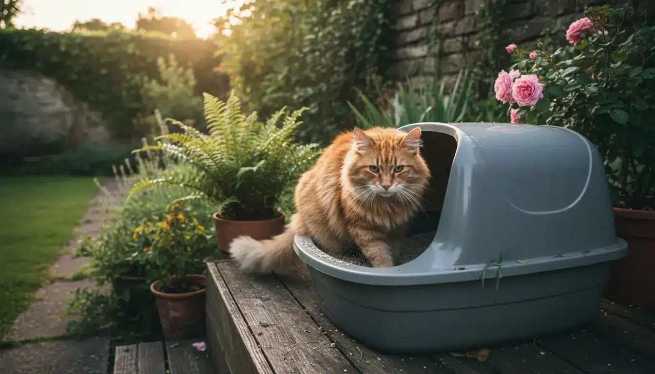buitenkat op kattenbak