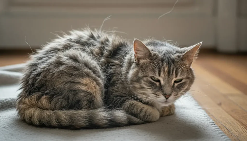 vervilten vacht oude kat