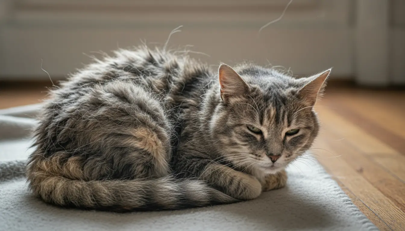 vervilten vacht oude kat