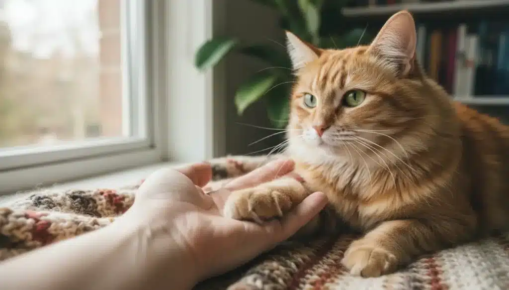 waarom legt kat poot op je