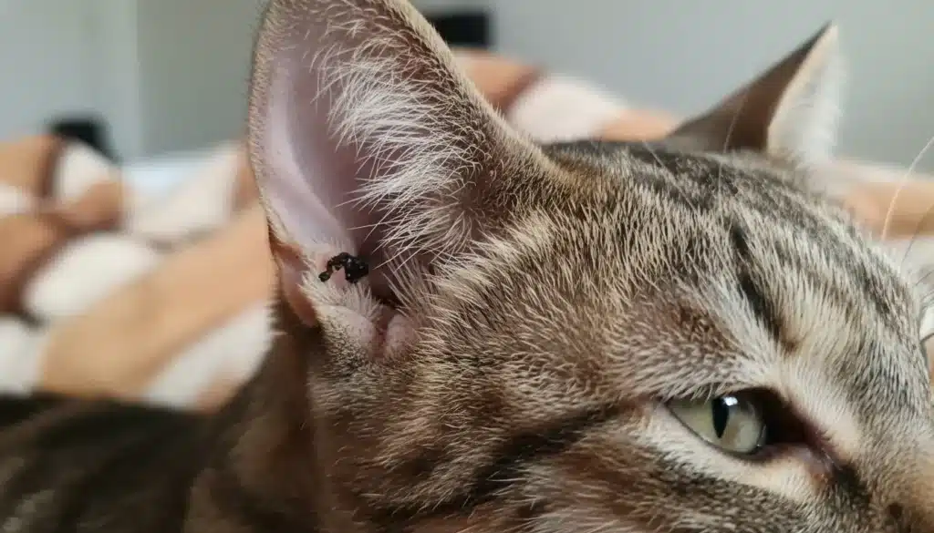 opgedroogd bloed in oor kat