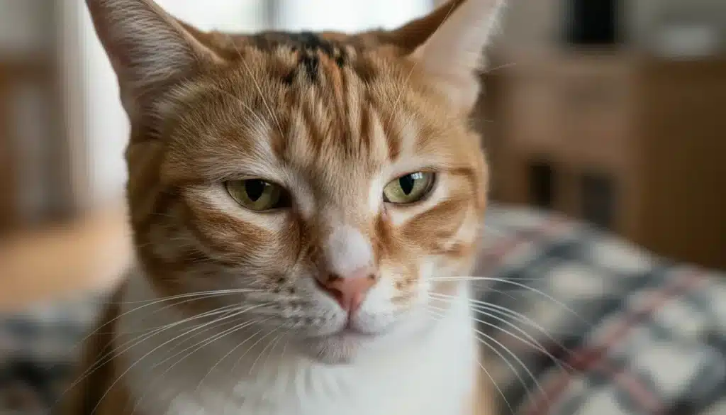 kale plek boven oog kat