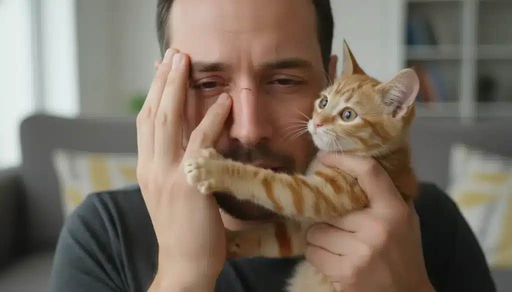 kat krabt in oog mens